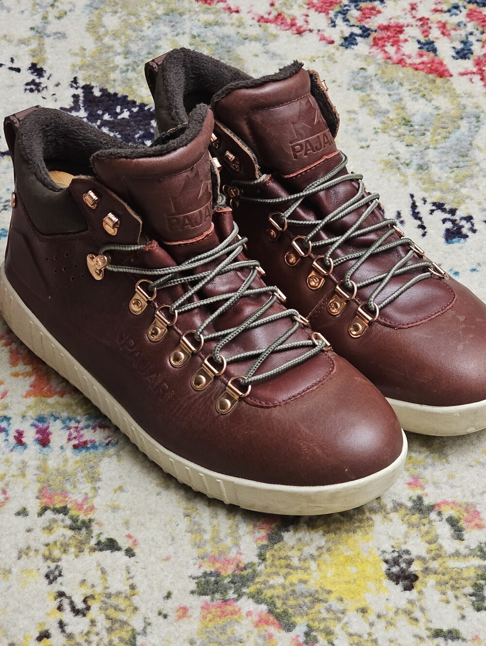 Pajar Pacer 79751 Mens Size 10 Red Leather Lace Up Lifestyle Sneakers Shoes